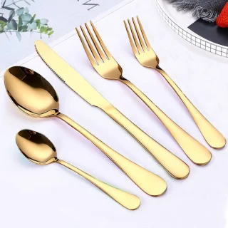 TAN.TOMI Bestekset 30-delig 6 Personen Goud RVS