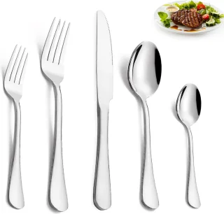 TAN.TOMI Bestekset 30-delig 6 Persoons RVS Zilver