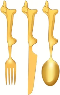 Teckel 3-delig bestekset goud