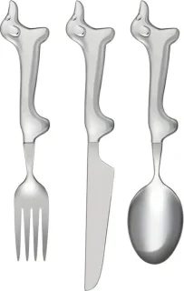 Teckel 3-delig bestekset zilver