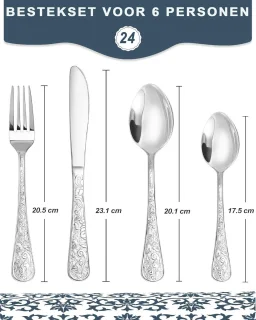 Thijox 24-delige zilver vintage bestekset voor 6 personen