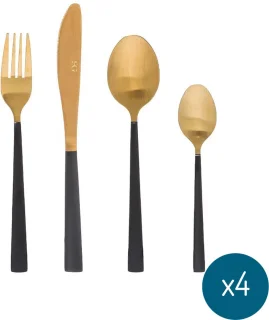 Timothée 16-delig bestek set zwart/goud