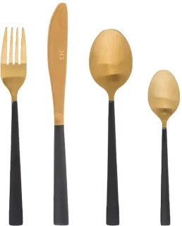 Timothée 16-delig bestek set zwart/goud