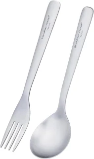 Titanium bestekset met lange handgreep - lepel en vork