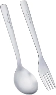 Titanium bestekset met lange handgreep – lepel & vork