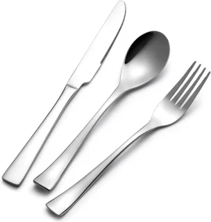Titanium bestekset met mes, vork en lepel