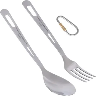 Titanium bestekset voor kamperen met vork en lepel