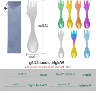 Titanium camping bestek set 3-in-1 spork