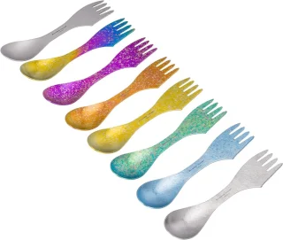 Titanium Camping Bestek Set 3 in 1 Spork - Ultralichte Lepel, Vork en Mes Combinatie voor Outdoor, Picknick en Reisgebruik