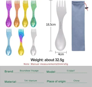 Titanium camping bestekset 3-in-1 spork