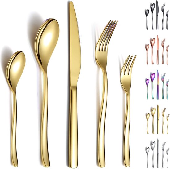 Titanium Gouden Bestekset 30-delig RVS