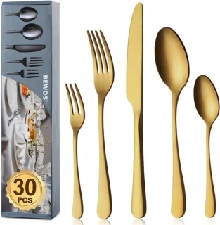 Titanium gouden bestekset voor 6 personen (30-delig)