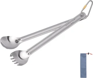 Titanium lepel en vork met lange handgreep Ti1033T
