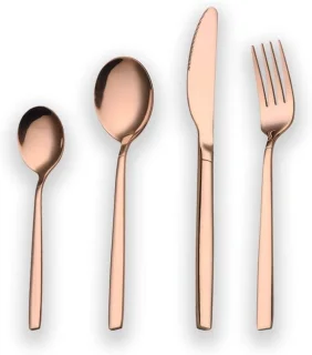 Titanium roze gouden bestekset van RVS, 24-delig voor 6 personen
