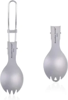 Titanium spork 2-in-1 vouwbare camping bestek set Ti1022T