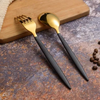 Titanium Zwart-Gouden Bestekset 30-delig voor 6 Personen