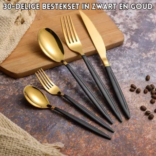 Titanium Zwart-Gouden Bestekset 30-delig voor 6 Personen