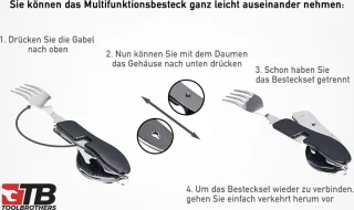Toolbrothers 4-in-1 bestekset zwart opvouwbaar