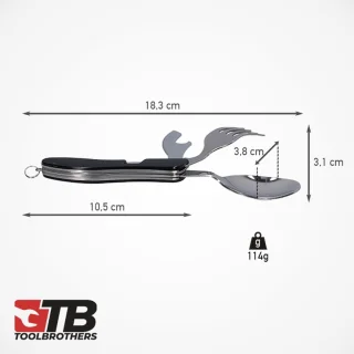 Toolbrothers 4-in-1 bestekset zwart opvouwbaar