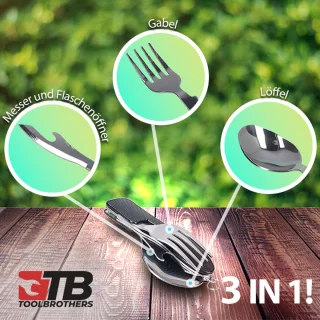 Toolbrothers 4-in-1 bestekset zwart opvouwbaar