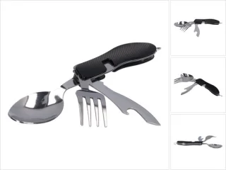 Toolbrothers 4-in-1 bestekset zwart opvouwbaar
