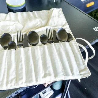 Travellife Altea Camping Bestekset 16-delig zwart stainless steel