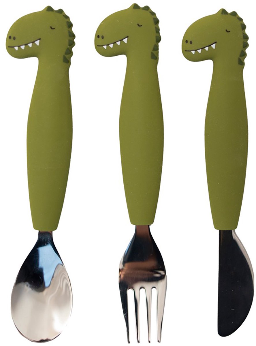 Trixie Mr. Dino silicone bestekset 3-delig