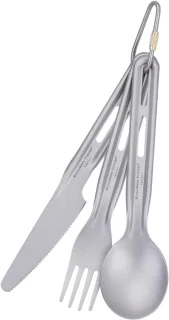 Ultralight campingbestekset met lepel, vork, mes en eetstokjes