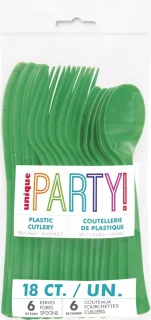 Unique Party Feest bestek set 48 personen donkergroen kunststof