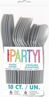 Unique Party Feest Bestekset 48-delig Zilver kunststof