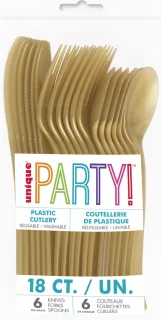 Unique Party goud bestekset 48-delig kunststof herbruikbaar