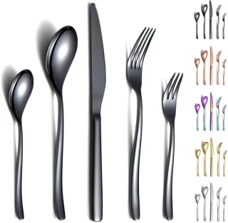 Unyqoos® Luxe Zwarte Bestekset 30-delig voor 6 Personen