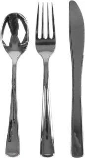 Urban Living Bestekset 180-delig kunststof zilver 17 cm