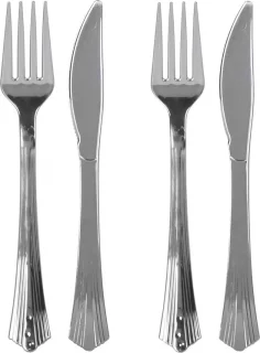 Urban Living Bestekset kunststof 40-delig zilver 17 cm