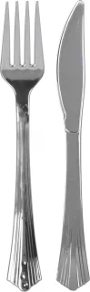 Urban Living Bestekset kunststof 8 personen 17 cm zilver
