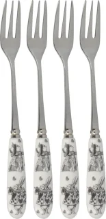 V&A Alice in Wonderland Gebaksvorkjes Porselein RVS Set 4