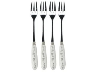 V&A Alice in Wonderland Gebaksvorkjes Porselein RVS Set 4