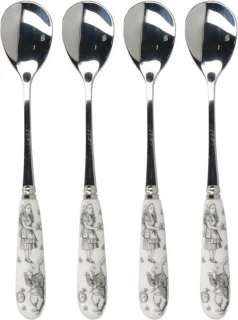 V&A Alice in Wonderland Theelepels Porselein RVS Set 4