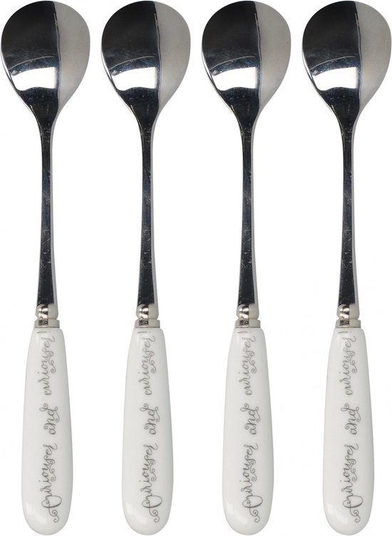 V&A Alice in Wonderland Theelepels Porselein RVS Set 4