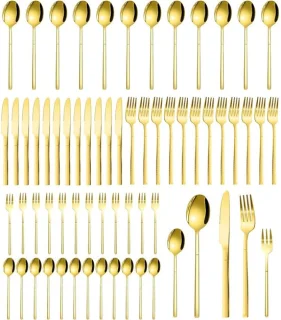VH Supplies® bestekset 12 persoons - 60-delig - goud