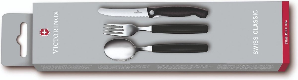 Victorinox Swiss Classic bestekset 3-delig zwart RVS