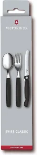 Victorinox Swiss Classic bestekset 3-delig zwart RVS