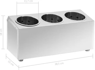 vidaXL Bestekhouder 3-vaks RVS