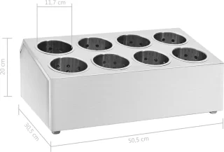 vidaXL Bestekhouder 8-vaks RVS