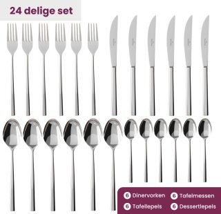 Villeroy & Boch Piemont 24-delig bestekset 18/10 staal