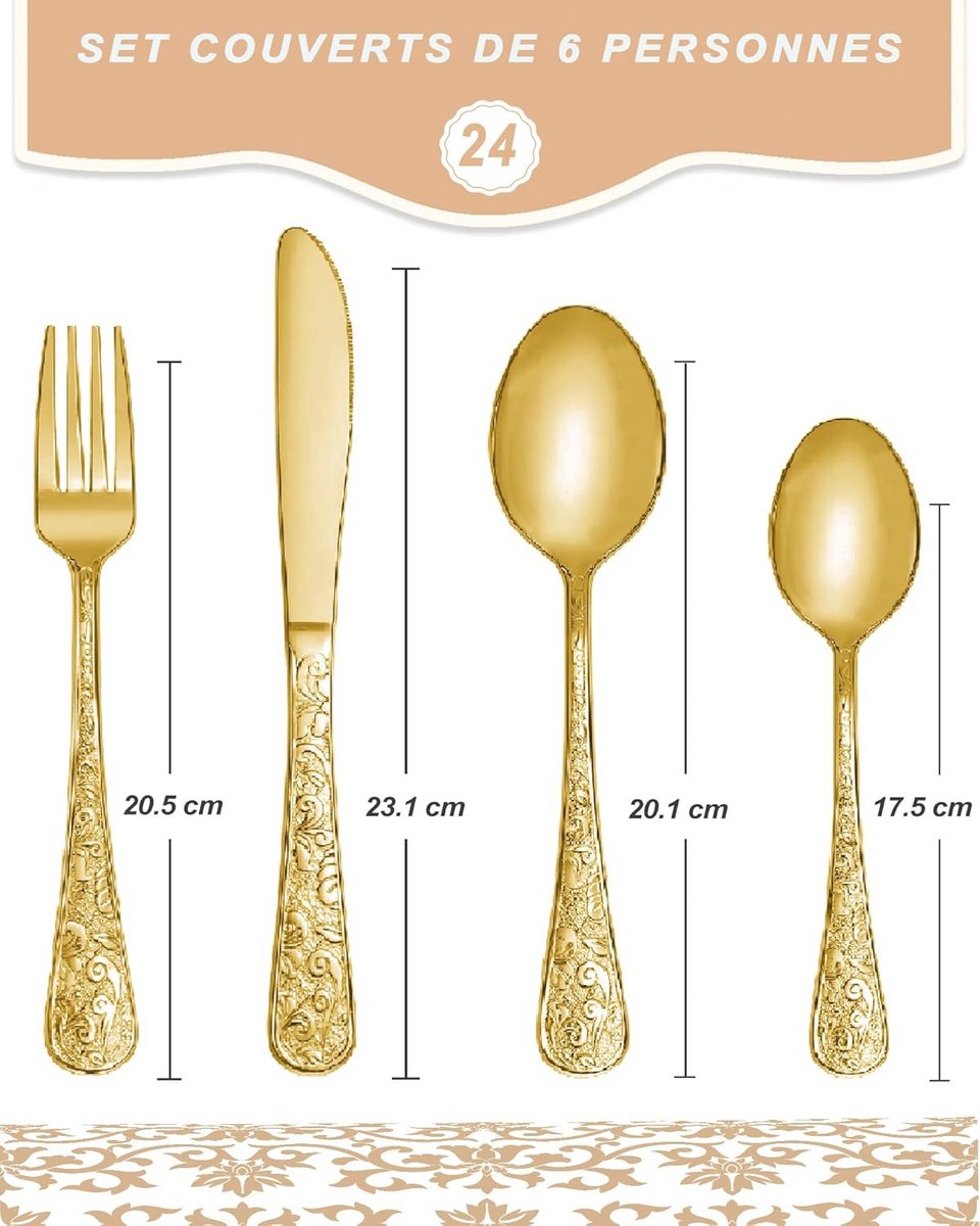 Vintage Bestekset 24-delig Roestvrij Staal voor 6 Personen
