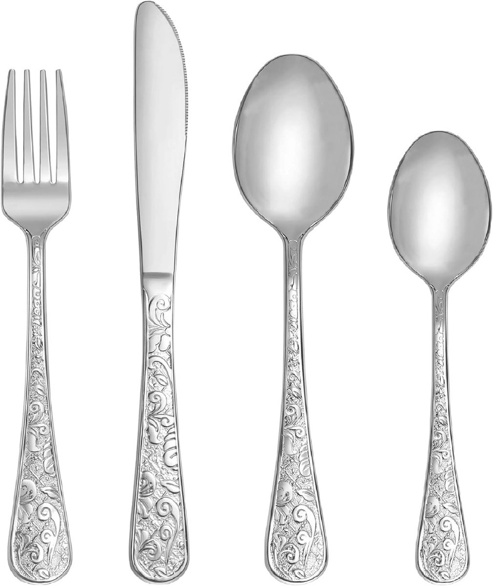 Vintage bestekset 24-delig roestvrij staal voor 6 personen