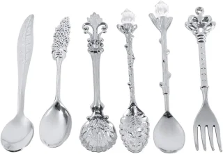 Vintage metalen bestekset met 6 stukken