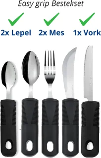 VOKA Bestekset 5-delig Soft Grip Zwart