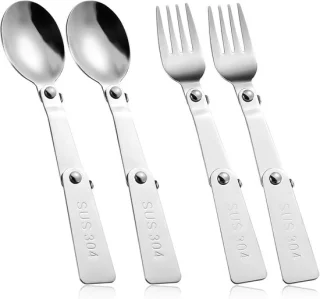 Vouwbare lepel en vork set - RVS - 4-delig - ShopVlot
